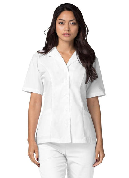 Adar Lapel Collar Buttoned Top - White