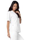 Adar Lapel Collar Buttoned Top - White