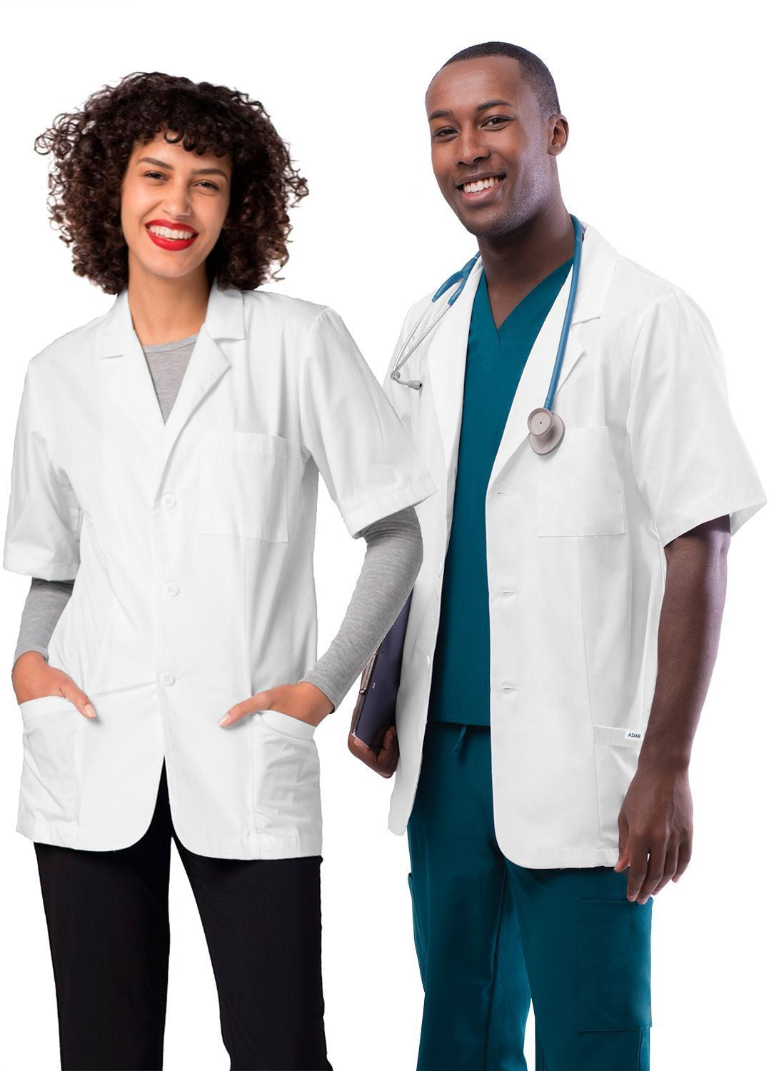 Adar Unisex 31" Short Sleeve Consultation Coat