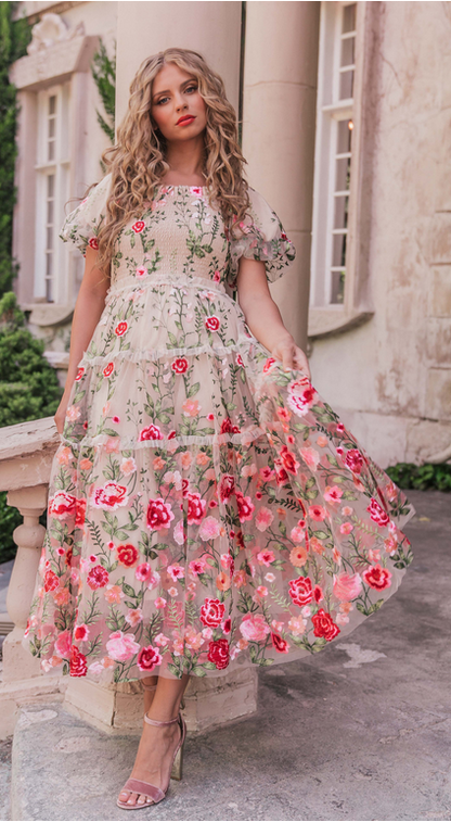 JessaKae Rose Dress - Cream