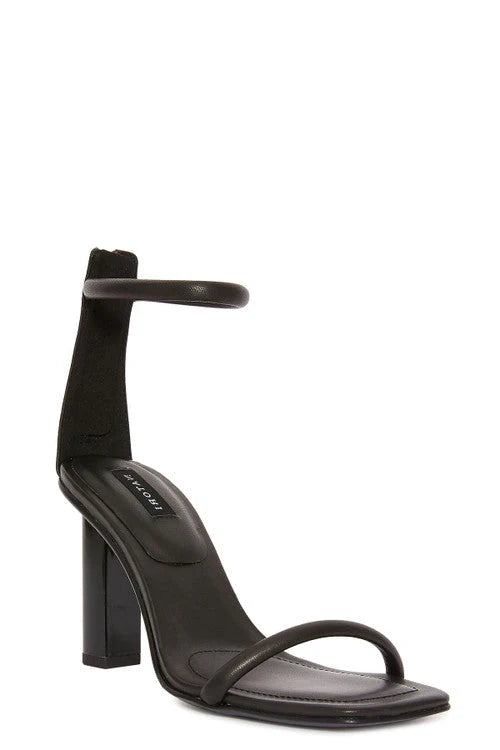 Natori Glow Nappa Leather Block Heel Sandal - Black