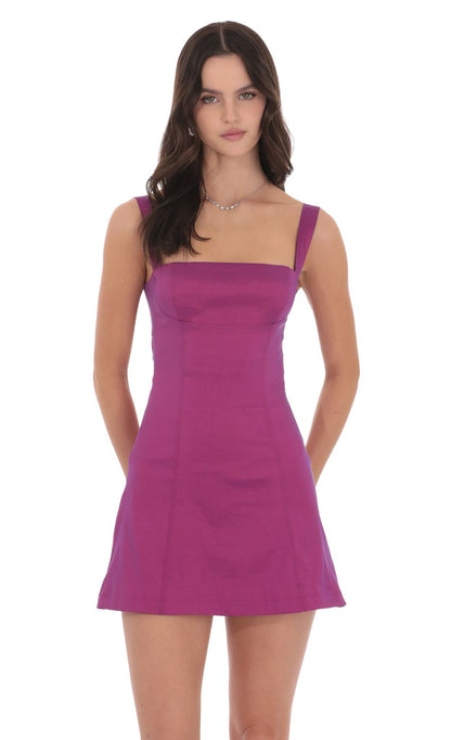 Lucy in the Sky Back Bow Bodycon Dress in Pink Purple