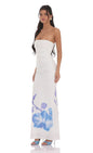 Lucy In The Sky Strapless Floral Print Maxi Dress in White