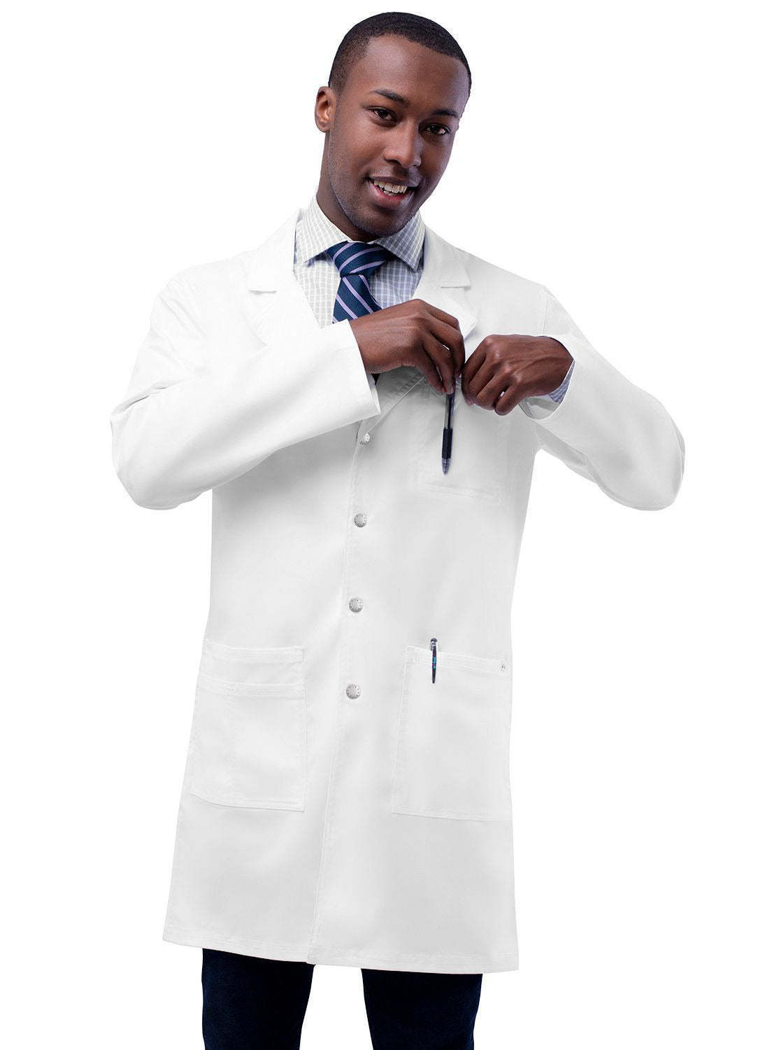 Adar Unisex 36" Snap Front Lab Coat - White