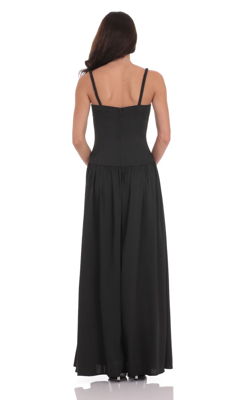 Lucy in the Sky Ruched Bust Maxi Dress in Black
