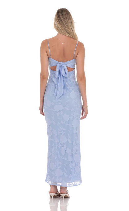Lucy in the Sky Floral Back Tie Maxi Dress in Light Blue