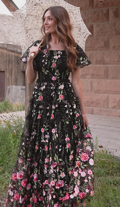 JessaKae Rose Dress - Maxi - Black