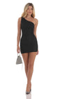 Lucy In The Sky Rhinestone One Shoulder Dress in Black
