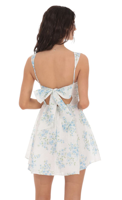Lucy in the Sky Floral Eyelet Fit and Flare Dress in White