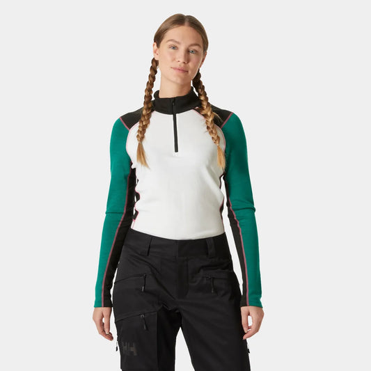 Helly Hansen Women's LIFA Merino Midweight Half-Zip Base Layer - 439 EMERALD