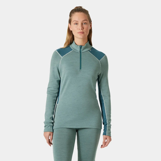 Helly Hansen Women's LIFA Merino Midweight Half-Zip Base Layer - 489 CACTUS