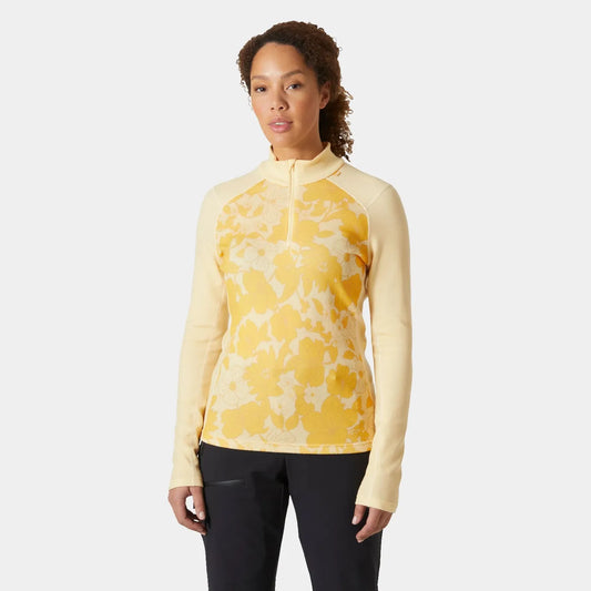 Helly Hansen Women's LIFA Merino Midweight 2-In-1 Graphic Half-Zip Base Layer - 367 YELLOW CREA