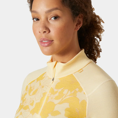 Helly Hansen Women's LIFA Merino Midweight 2-In-1 Graphic Half-Zip Base Layer - 367 YELLOW CREA