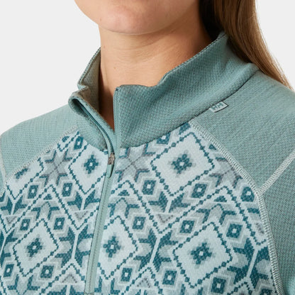 Helly Hansen Women's LIFA Merino Midweight 2-In-1 Graphic Half-Zip Base Layer - 489 CACTUS STAR