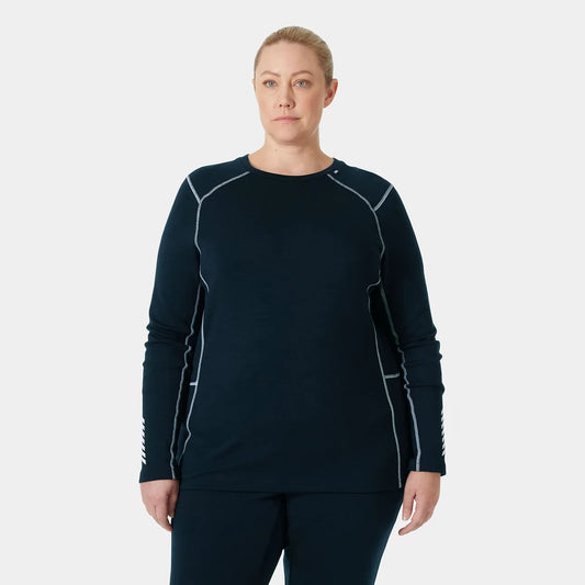 Helly Hansen Women's LIFA Merino Midweight Crew Plus Shirt - 597 NAVY