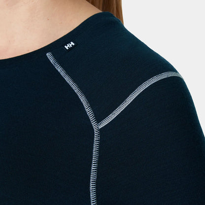 Helly Hansen Women's LIFA Merino Midweight Crew Plus Shirt - 597 NAVY