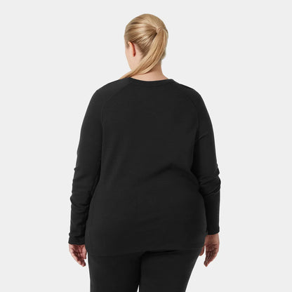 Helly Hansen Women's LIFA Merino Midweight Crew Plus Shirt - 990 BLACK