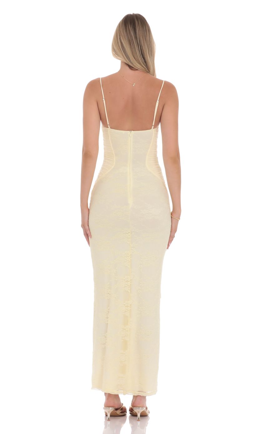 Lucy in the Sky Lace Contour Maxi Dress in Yellow