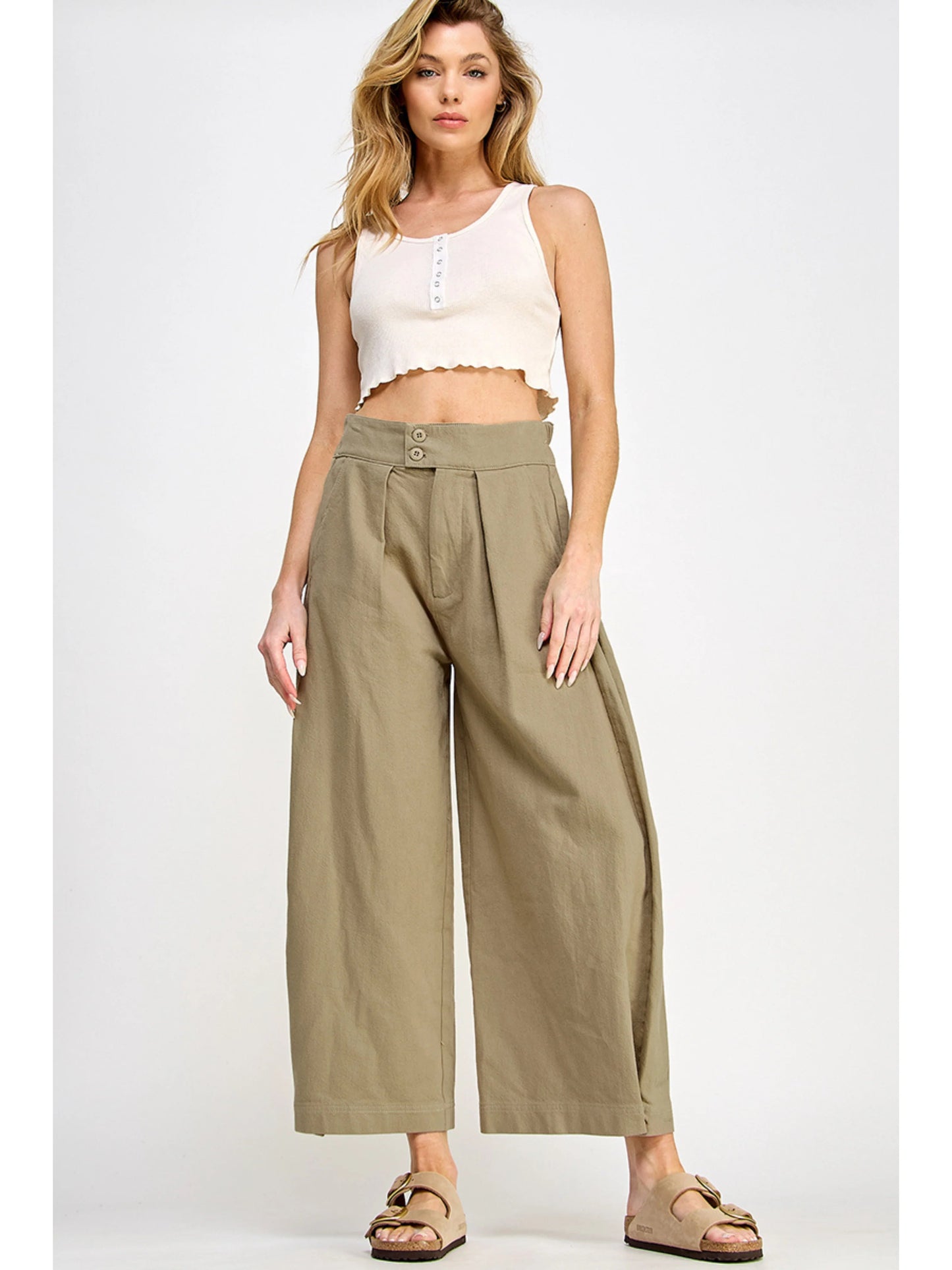Ruby & Jenna Women's High waist wide leg pants