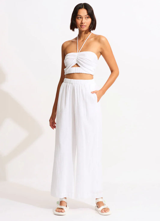 Seafolly Women's Crinkle Crop Top - White