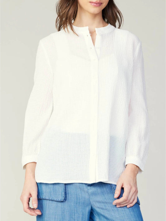 Ruby & Jenna Women's 3Q Sleeve Button Down Top