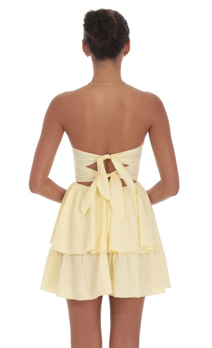 Lucy in the Sky Jacquard Corset Mini Dress in Yellow