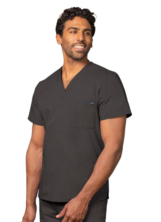 Adar Unisex V Neck Tunic 1 Pocket - Pewter