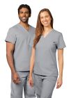 Adar Unisex V Neck Tunic 1 Pocket - Silver Gray - Teal Blue - White