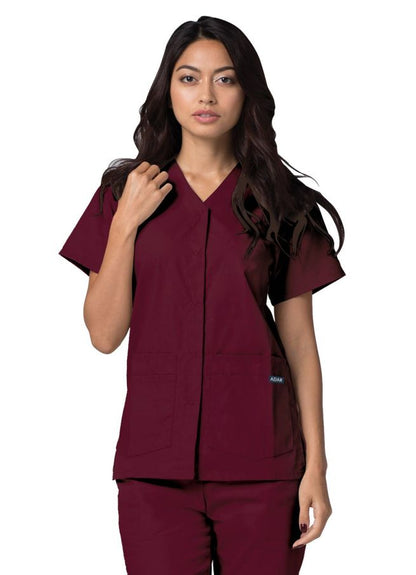 Adar Double Pocket Snap Front Top - Black -Burgundy - Caribbean Blue
