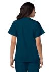Adar Double Pocket Snap Front Top - Black -Burgundy - Caribbean Blue