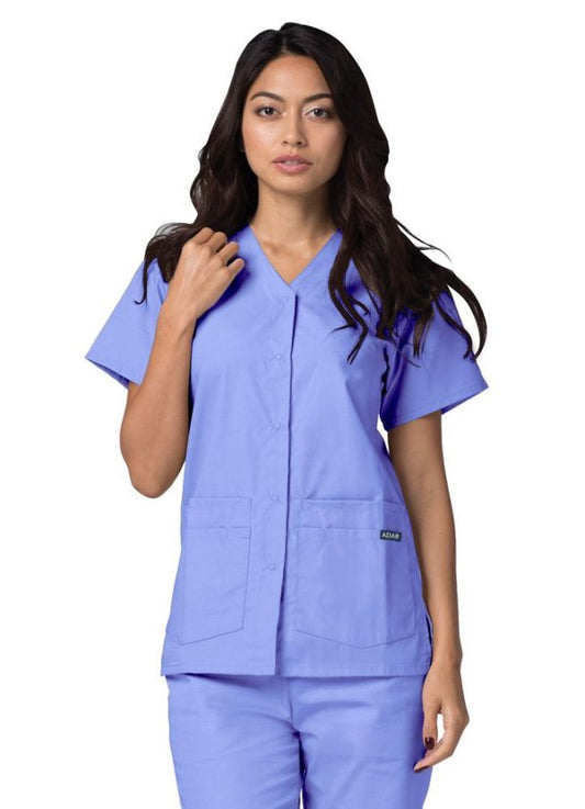 Adar Double Pocket Snap Front Top - Ceil Blue - Hunter Green - Khaki