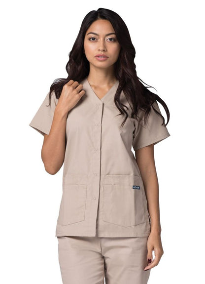 Adar Double Pocket Snap Front Top - Ceil Blue - Hunter Green - Khaki