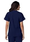 Adar Double Pocket Snap Front Top - Navy - Pewter - Purple