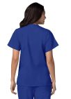 Adar Double Pocket Snap Front Top - Teal Blue - White - Royal Blue