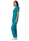 Adar Double Pocket Snap Front Top - Teal Blue