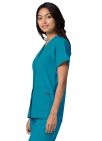 Adar Double Pocket Snap Front Top - Teal Blue