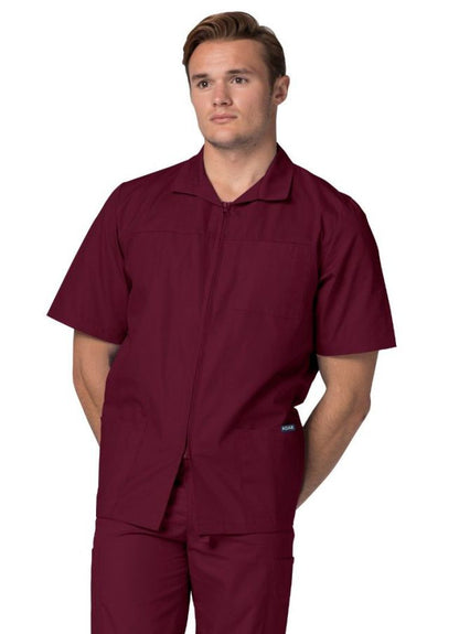 Adar Men's Zippered Jacket - Black - Burgundy - Ceil Blue