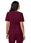 Adar Women's Modern V-Neck Top - Black - Burgundy - Ceil Blue