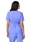 Adar Women's Modern V-Neck Top - Black - Burgundy - Ceil Blue