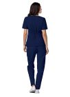 Adar Women's Modern V-Neck Top - Navy - Pewter - Purple