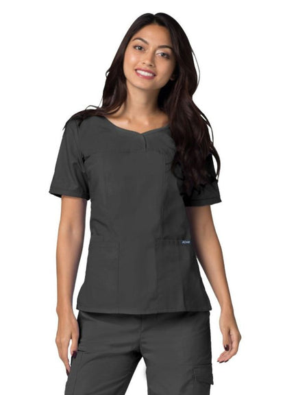 Adar Women's Modern V-Neck Top - Navy - Pewter - Purple