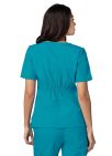 Adar Women's Modern V-Neck Top - Teal Blue