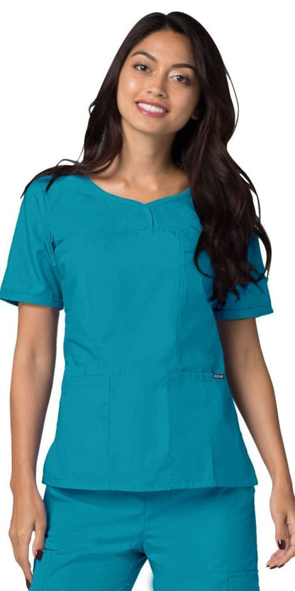 Adar Women's Modern V-Neck Top - Teal Blue
