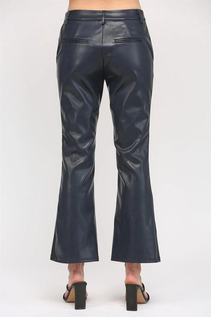 Ruby & Jenna Women's Faux Leather Flare Pant
