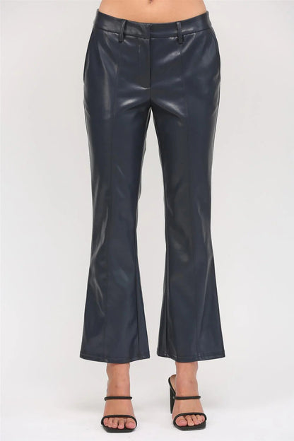 Ruby & Jenna Women's Faux Leather Flare Pant