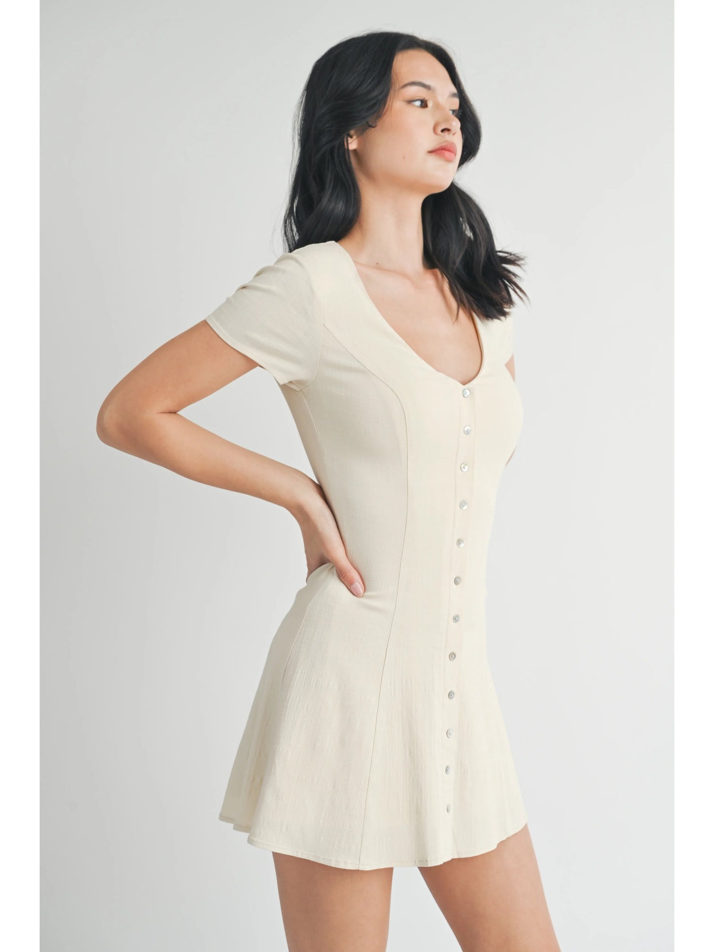 Ruby & Jenna Women's V Neck Mini Dress
