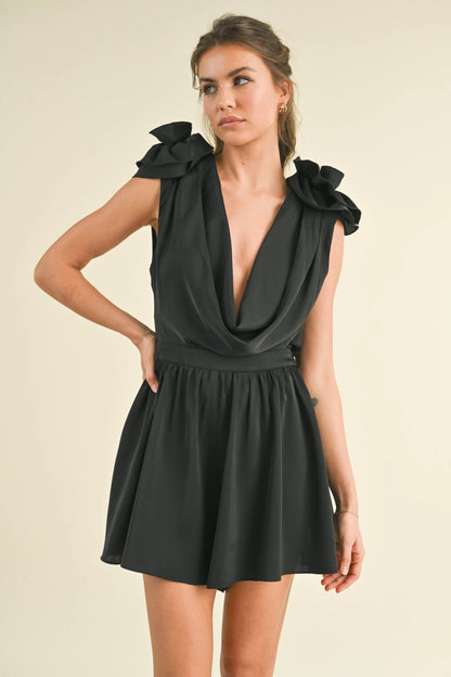 Ruby & Jenna Women's Romper With Front Drape