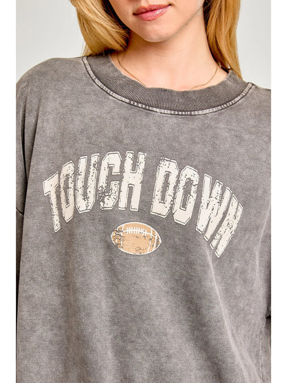 Ruby & Jenna Women's Touch Down - Printed Oversized Sweatshirt