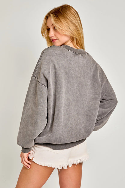 Ruby & Jenna Women's Touch Down - Printed Oversized Sweatshirt