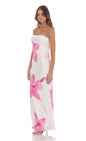 Lucy In The Sky Satin Floral Open Back Maxi Dress in White